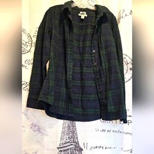 LL BEAN Women's Green and Black Plaid Jacket